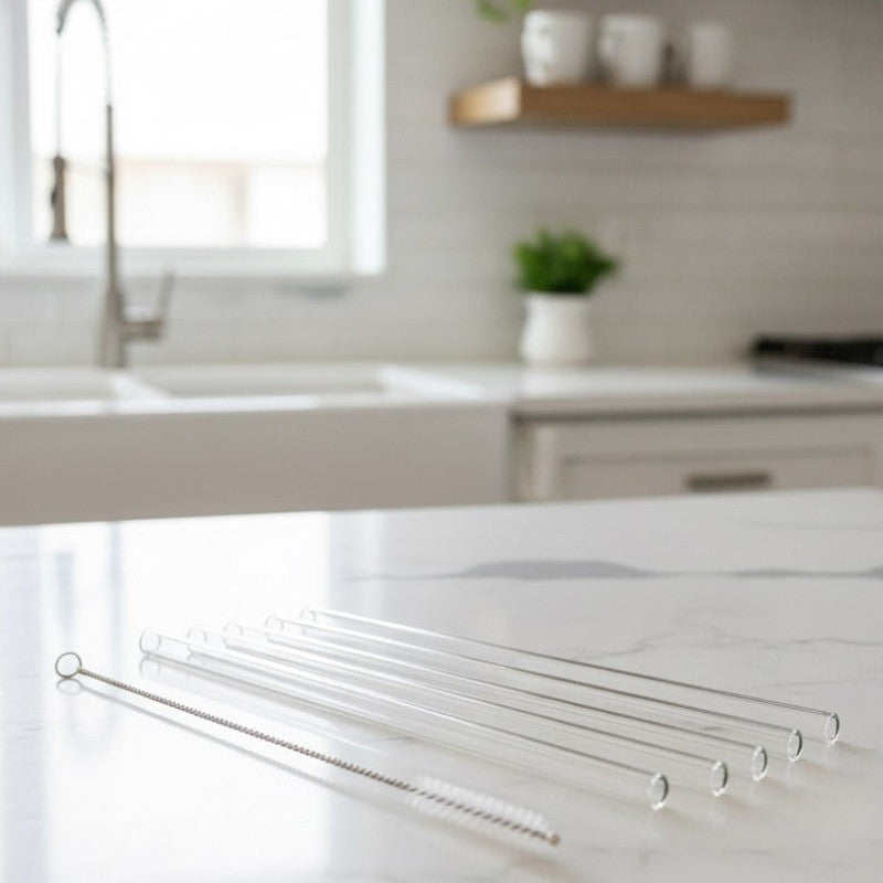 SipEase Eco-Friendly Reusable Straw Set – 6-Pack with Cleaning Brush | Adornia.pk