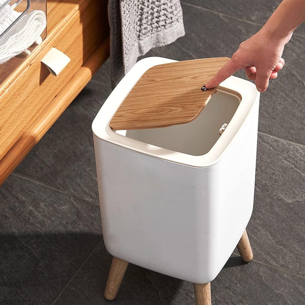 Spacious Trash Bin with Press-Lid & Feet