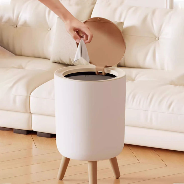 Spacious Trash Bin with Press-Lid & Feet