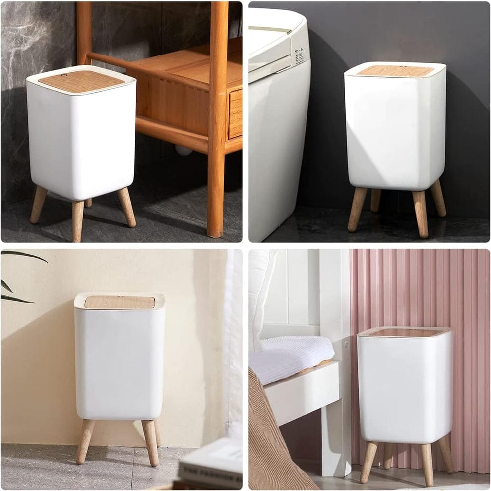 Spacious Trash Bin with Press-Lid & Feet