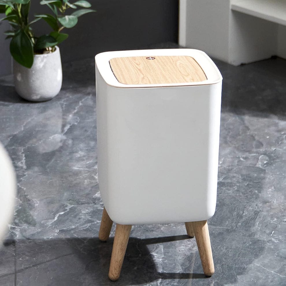 Spacious Trash Bin with Press-Lid & Feet