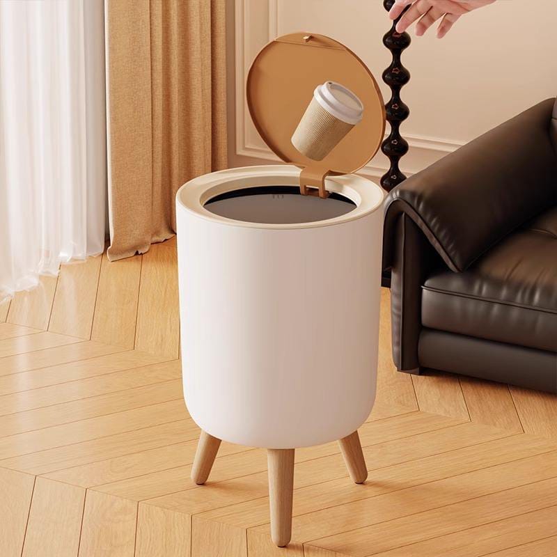Spacious Trash Bin with Press-Lid & Feet