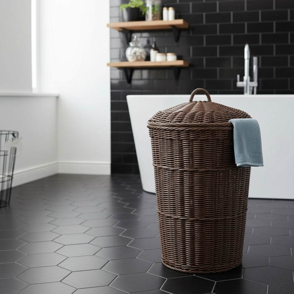 Woven Handmade Round Laundry Basket (51022) by Ziba