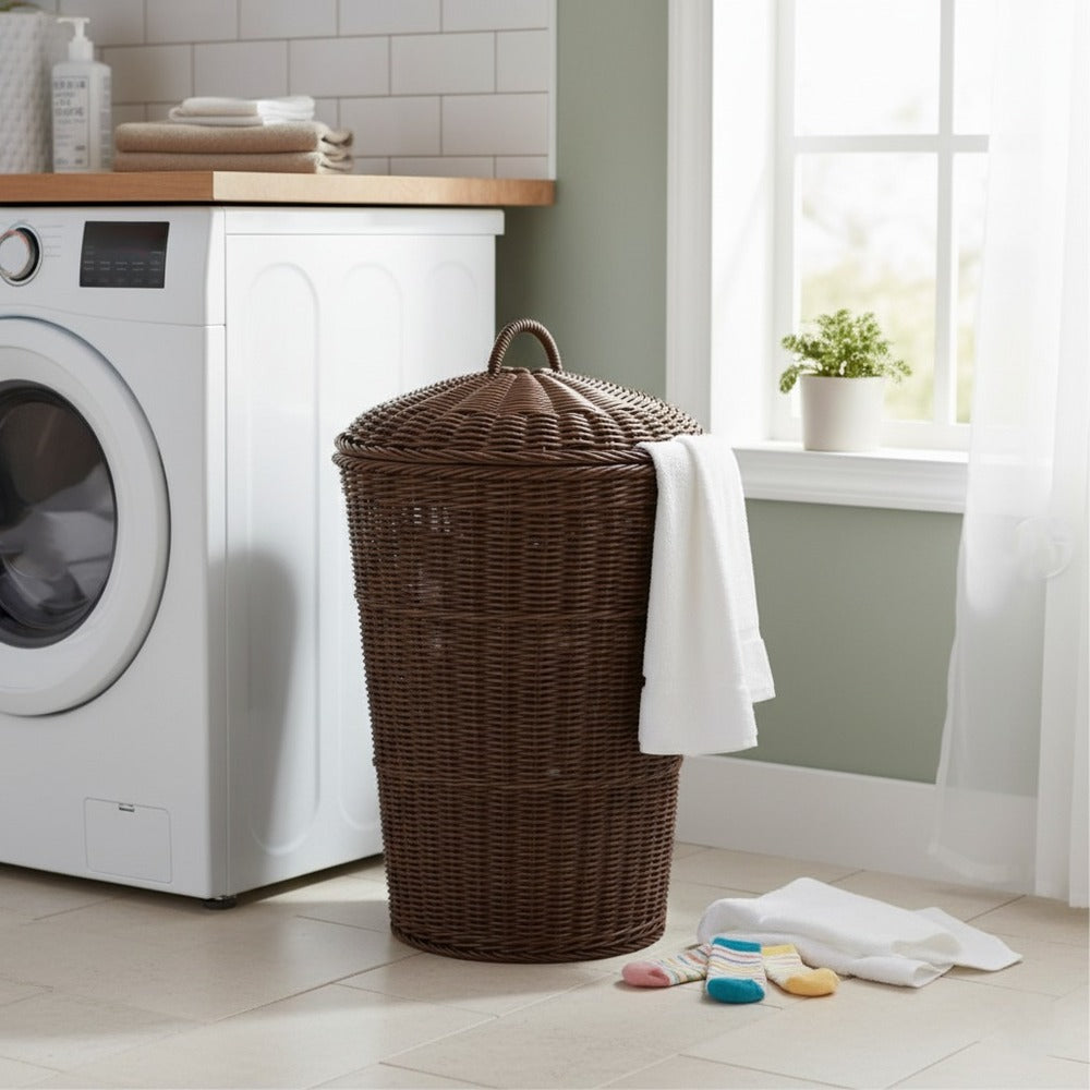 Woven Handmade Round Laundry Basket (51022) by Ziba