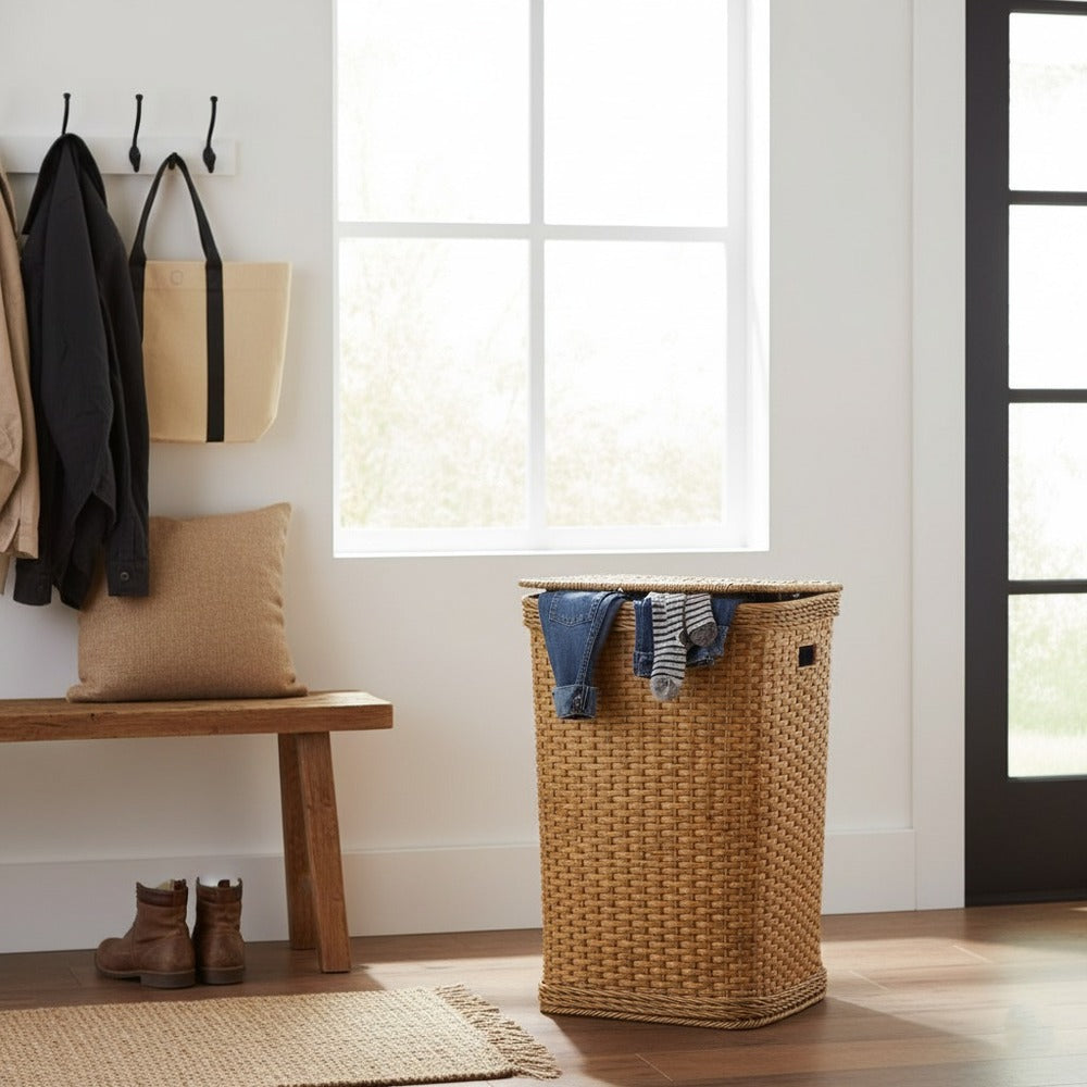 Woven Handmade Square Laundry Basket (51058) by Ziba