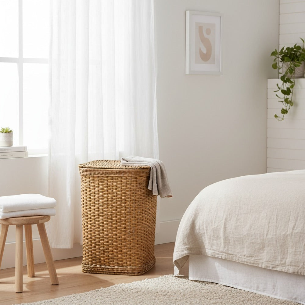 Woven Handmade Square Laundry Basket (51058) by Ziba