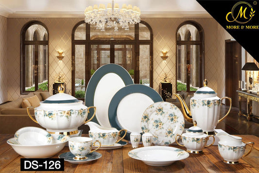 Johnson Bros Inspired Royal Floral Bone China Luxury Dinner Set | 65 & 89 Piece Gold-Gilded Collection