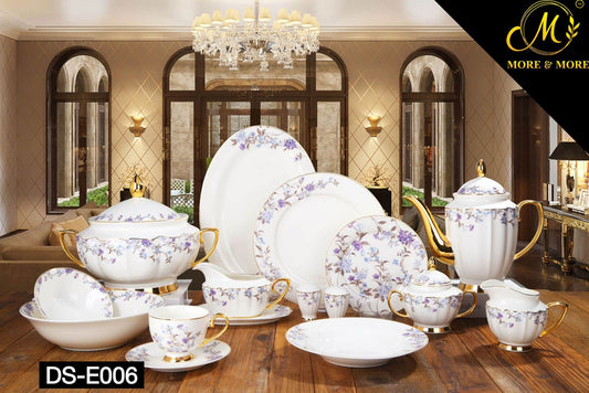 Johnson Bros Inspired Royal Floral Bone China Luxury Dinner Set | 65 & 89 Piece Gold-Gilded Collection