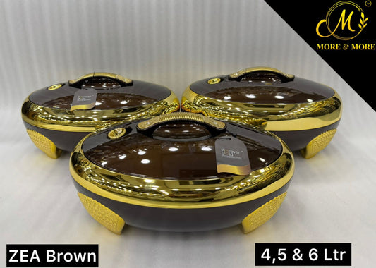 ZEA Oval Brown & Gold Luxury Hotpot - 4L, 5L & 6L