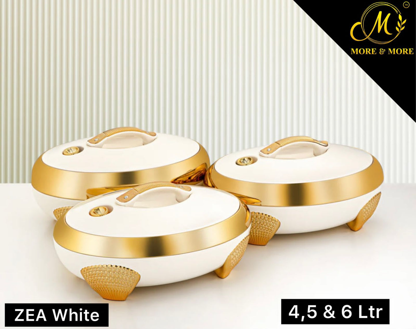ZEA Oval White & Gold Luxury Hotpot - 4L, 5L & 6L