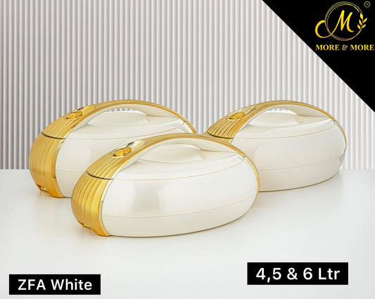 ZFA Oval White & Gold Luxury Hotpot - 4L, 5L & 6L