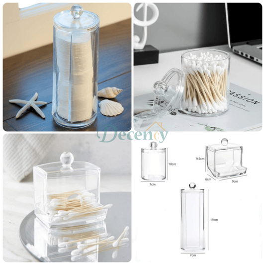 3-Piece Acrylic Cotton Bud & Swab Organizer Set