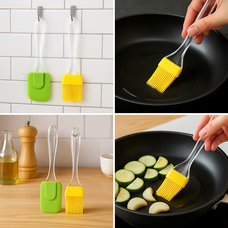 Acrylic Stick Spatula & Brush Set – Large Silicone Kitchen Tool (2-Pc)