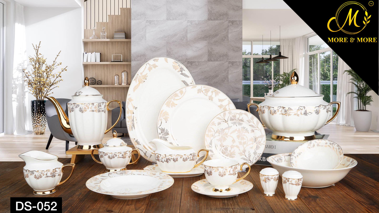 Johnson Bros-Inspired White Golden Dinner Set