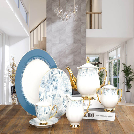 JOHANSON BROS Tea Set – 24-Piece Ceramic Set for 6 Persons | Elegant Tableware Collection