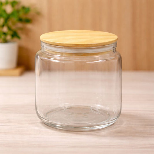 Glass Storage Jar with Wooden Lid – 800ml