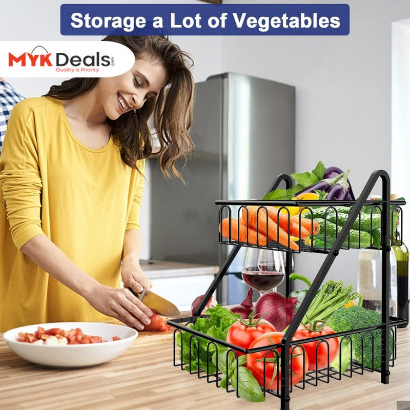 Multifunctional Countertop Basket, 2-Tier Countertop Fruit Basket Bowl, Vegetable Bread Storage Basket for Kitchen, Dining Table, Kitchen Pantry Organizers Shelf