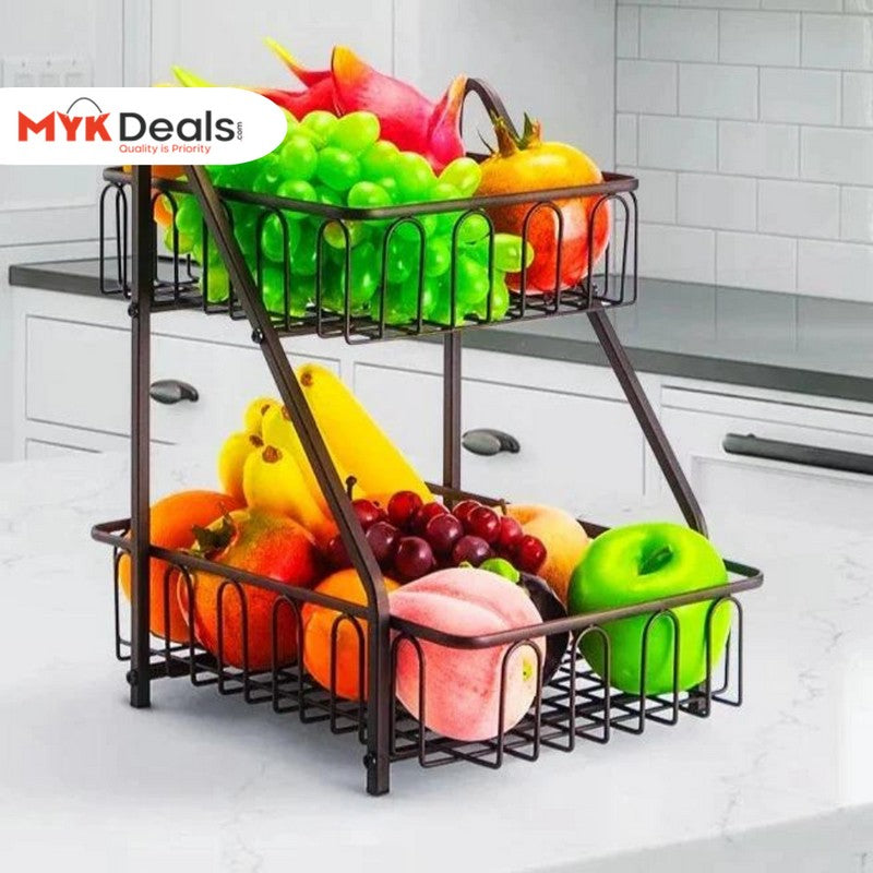 Multifunctional Countertop Basket, 2-Tier Countertop Fruit Basket Bowl, Vegetable Bread Storage Basket for Kitchen, Dining Table, Kitchen Pantry Organizers Shelf