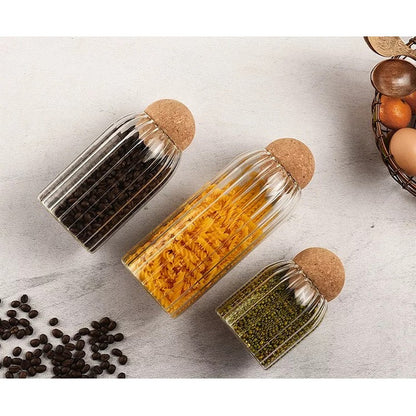 Pack of 3-Cork Lid Storage Jars