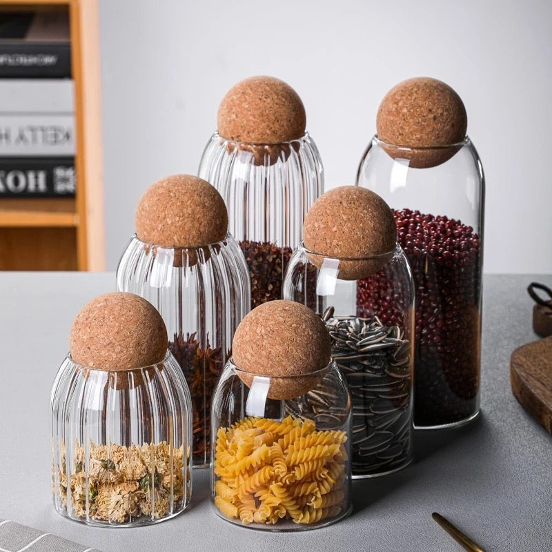 Pack of 3-Cork Lid Storage Jars