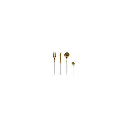 Stainless Steel White & Golden Cutlery Set (24 Pcs)