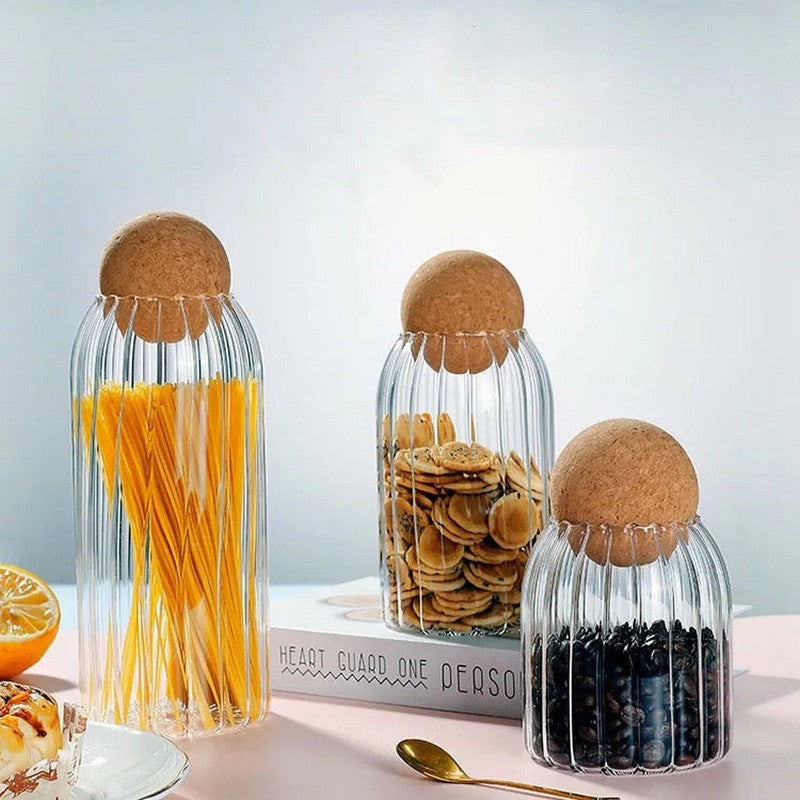 Pack of 3-Cork Lid Storage Jars