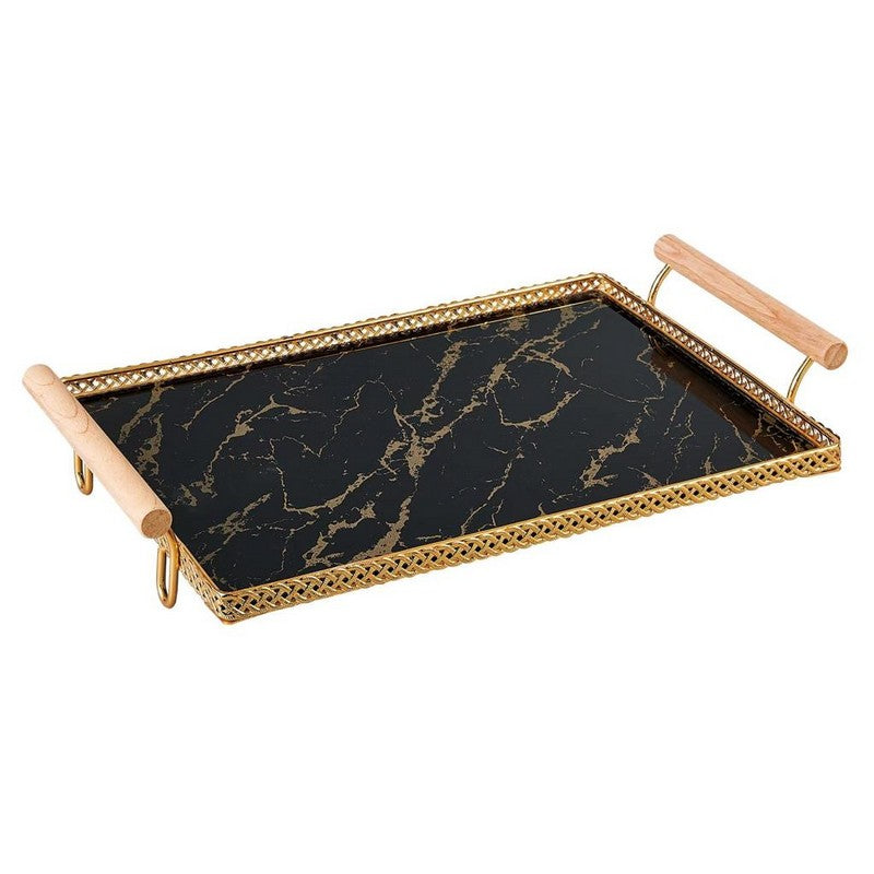 Luxury Glass Tray/ Style 2 with Wooden Handle