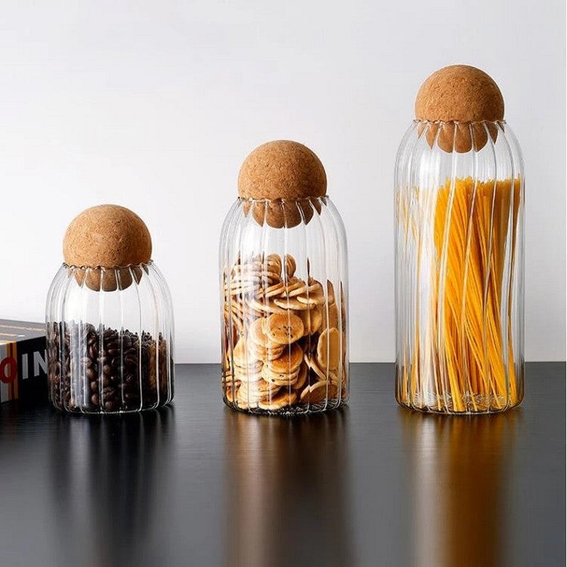 Pack of 3-Cork Lid Storage Jars