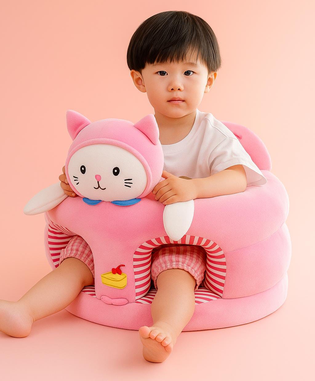 Pink Bunny Baby Seater – Soft Plush 360° Support