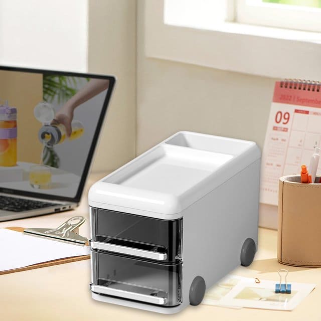 Cute Bus Style Desktop Organizer, 2 Layer Pull Out Clear Drawer Box, Multifunctional Supplies Stationery Pencil Container, Large Capacity Visible Storage Organizer, Dresser And Home Sundries Storage Holder