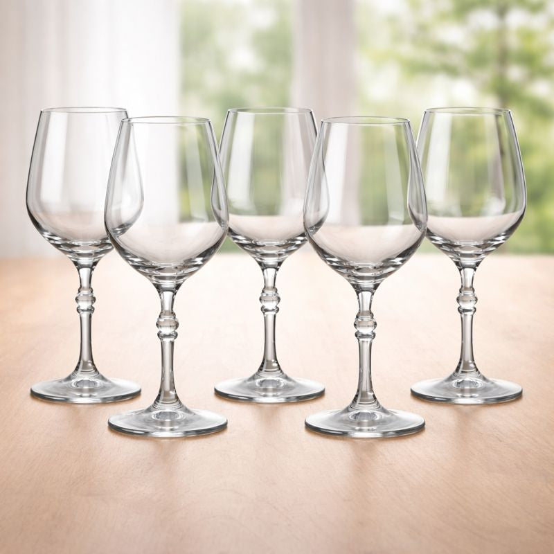 6Pcs Clear Stem Glass Set