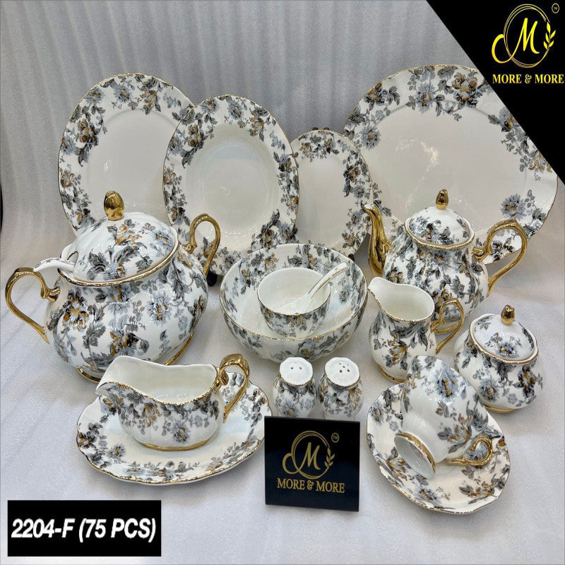 ROYAL ALBERT Dinner Set – Elegant 75 Pcs Full Crockery for 8 Persons | Premium Ceramic Tableware & Serveware Collection