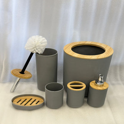 Luxury Grey 6-Piece Bathroom Accessories Set | Modern Minimalist Bathroom Organizer & Decor
