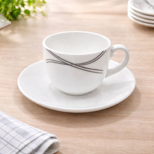 6PCS Cup & Saucer Elegant Black – Modern Ceramic Tea & Coffee Set