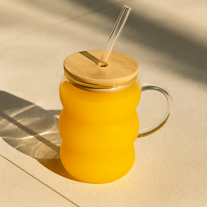 Transparent Bubble Glass Mug with Straw