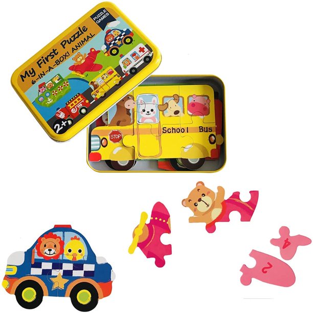 Montessori Wooden iron box Jigsaw Puzzles for Toddlers