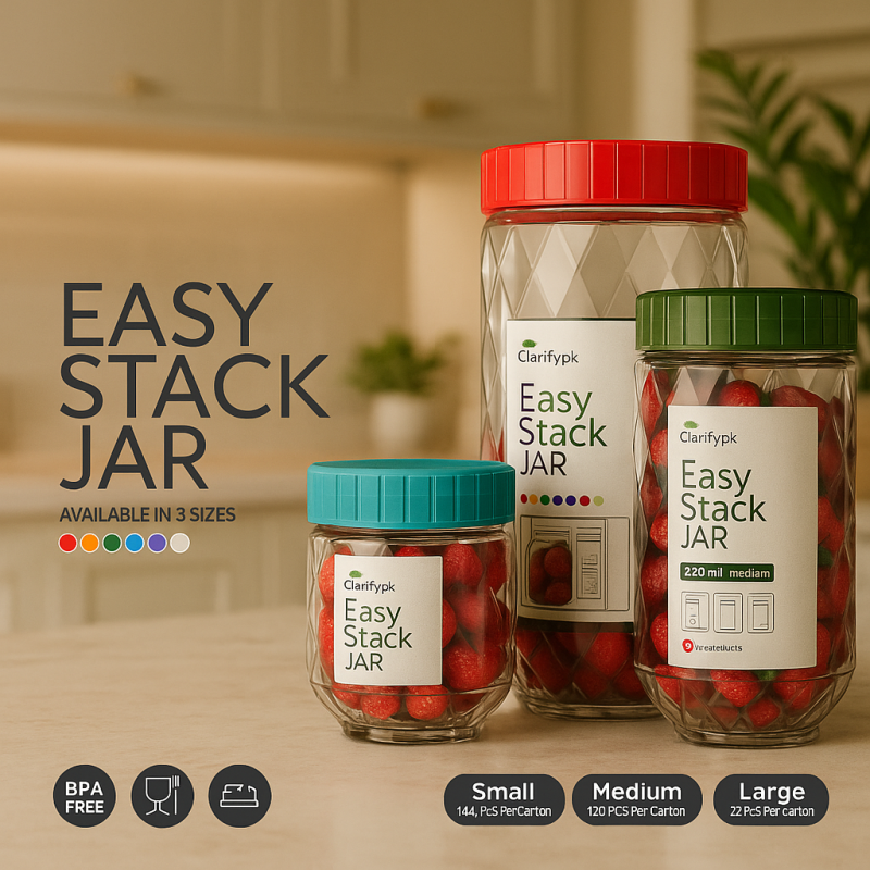 Set of 3 Easy Stack Glass Storage Jars with Wooden Lids | Airtight Kitchen Containers for Spices, Snacks & Pantry Organization