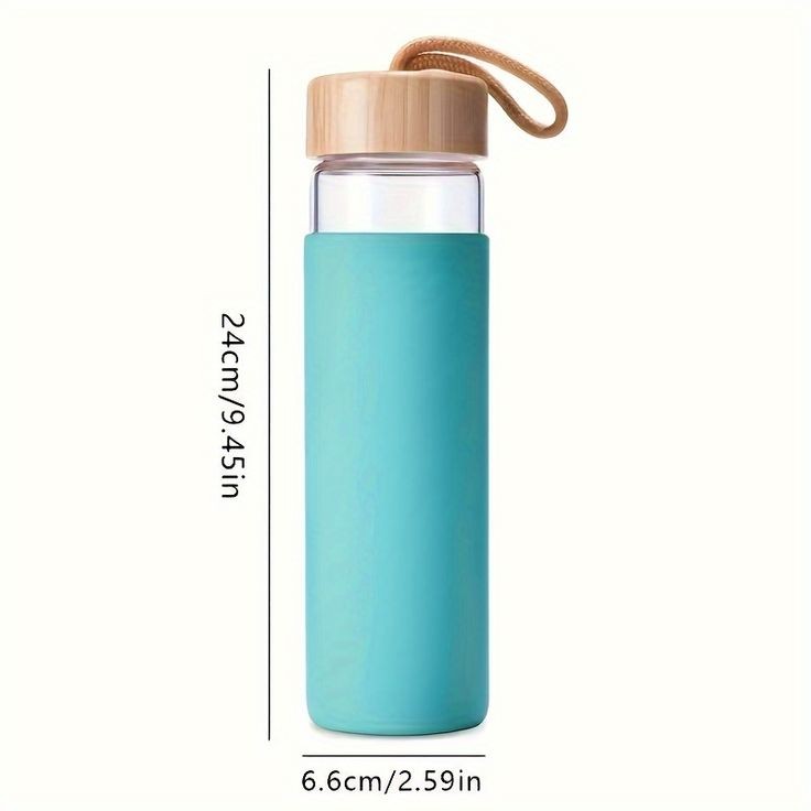 Glass Water Bottle with Wood Lid and Silicone Sleeve