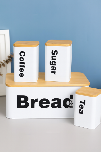 Bread Box Set with Bamboo Lid – Kitchen Storage
