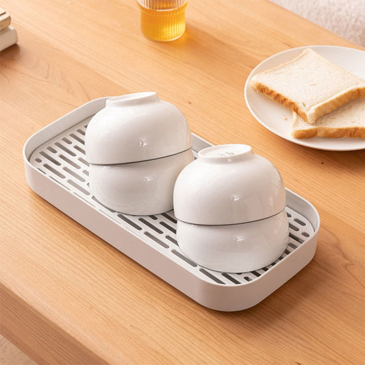 Double Layer Plastic Tea Tray with Drain Holes – Non-Slip Multi-Purpose Serving Tray for Kitchen & Dining