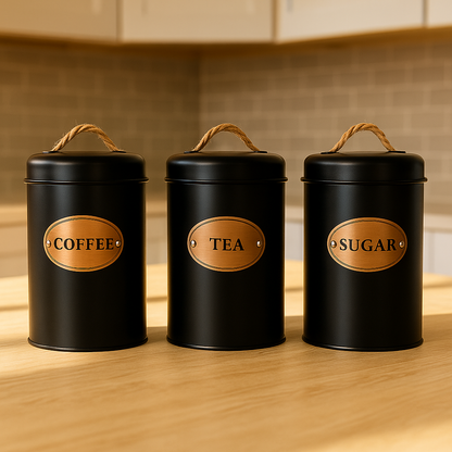 Rustic Kitchen Canister Set - Black