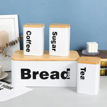 Bread Box Set with Bamboo Lid – Kitchen Storage