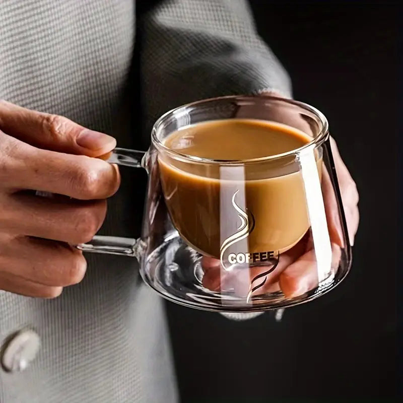 Double-Walled Glass Coffee Mugs – 200ml Heat-Resistant Espresso Cups for Hot & Cold Drinks | Adornia.pk
