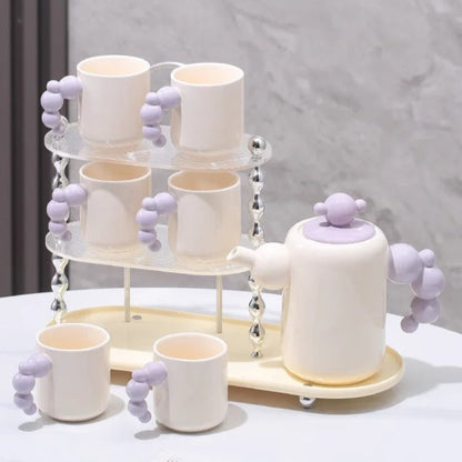 طقم شاي سيراميك فاخر على شكل كريم