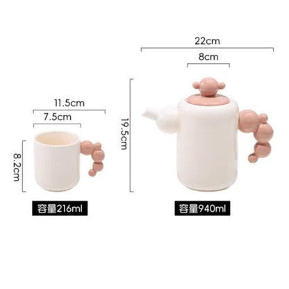 طقم شاي سيراميك فاخر على شكل كريم