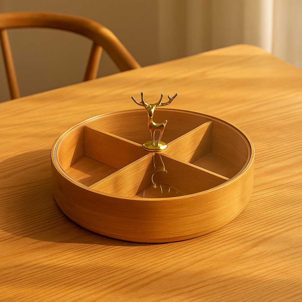 Round Wooden Dry Fruit Box with Lid