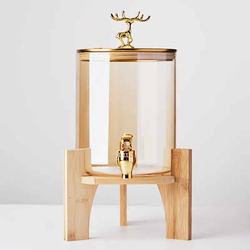 GoldenDeer Glass Dispenser with Airtight Lid and Bamboo Stand