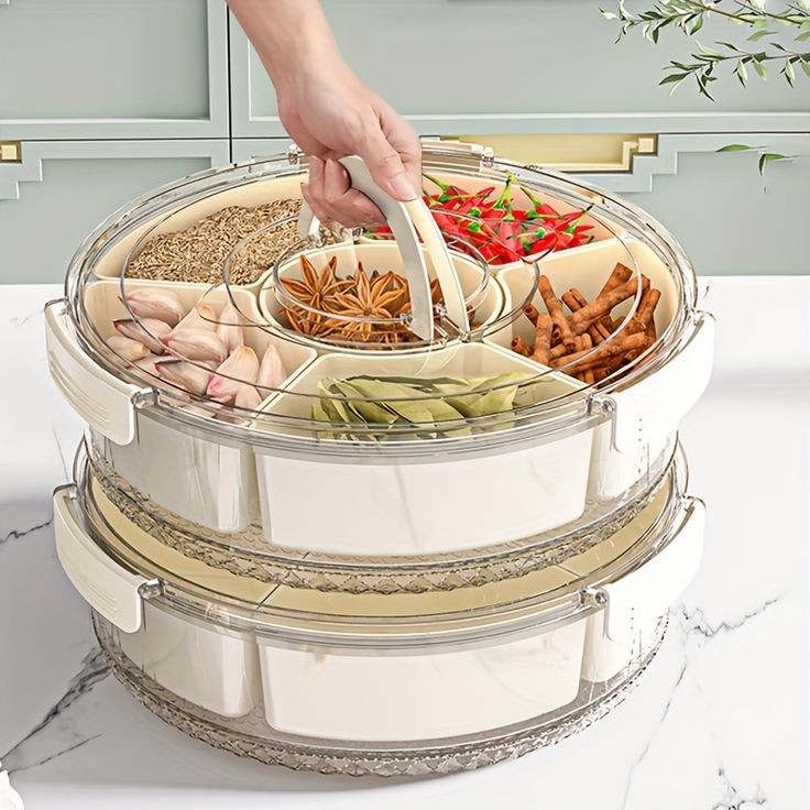 Portable Rotating Snack Tray With Lid (Premium)