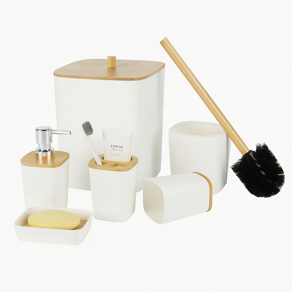Premium Quality 6Pcs Bathroom Set - White