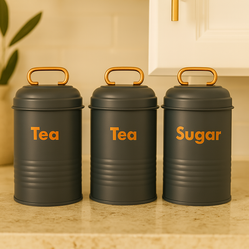 Vintage Metal Canister Set - Grey